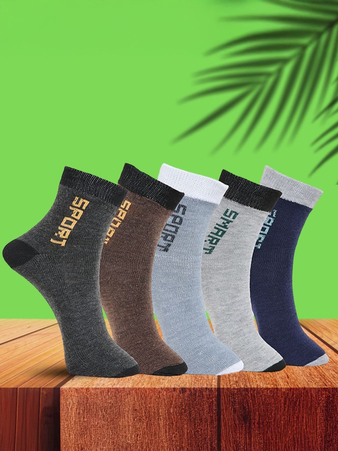 MJE Pack Of 5 Printed Mid Rise Ankle Length Socks-picture-32