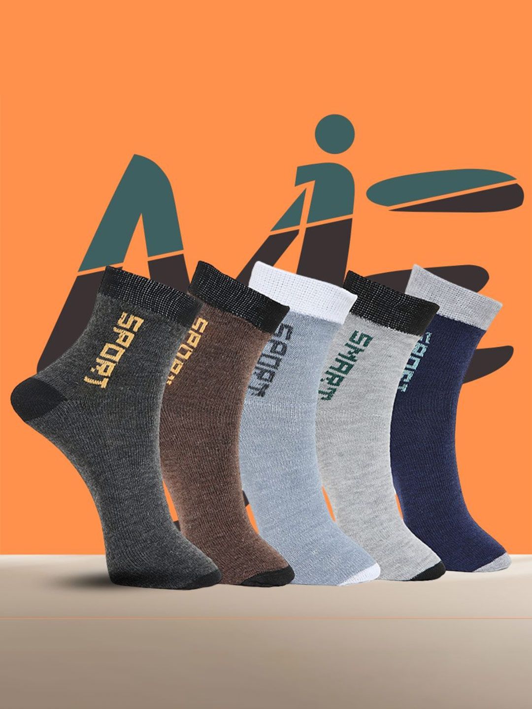 MJE Unisex Pack Of 5 Printed Anti-Odour Ankle-Length Socks-picture-26