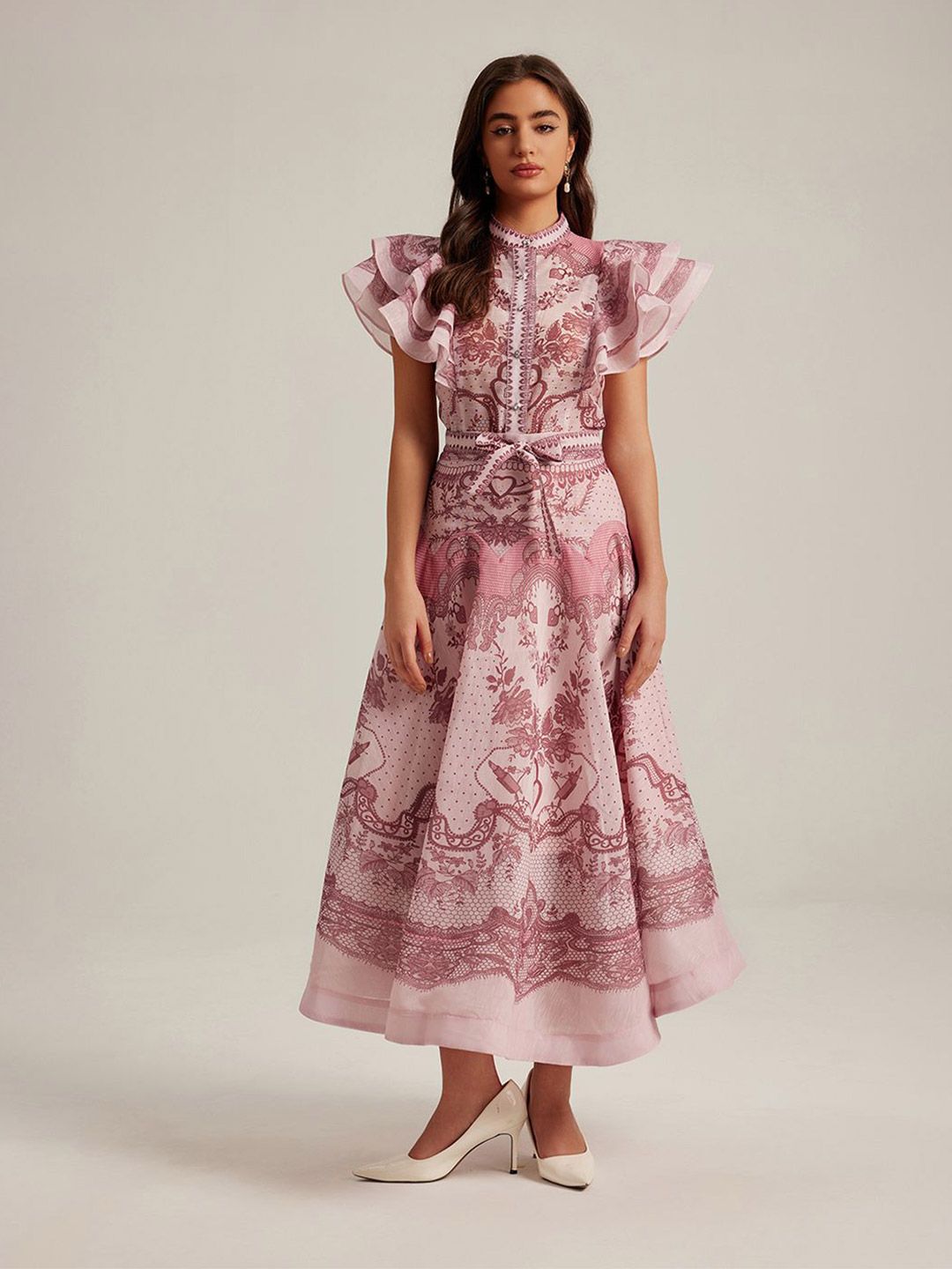 JC Collection Floral Printed Collar Neck Top With Skirt Co-Ords-picture-34