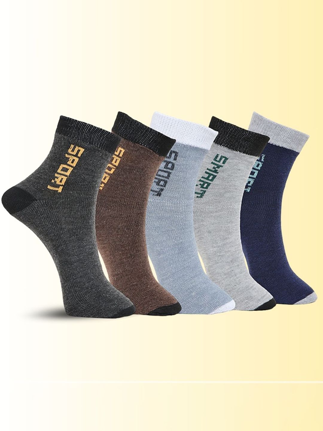 MJE Pack Of 5 Printed Mid Rise Ankle Length Socks-picture-29