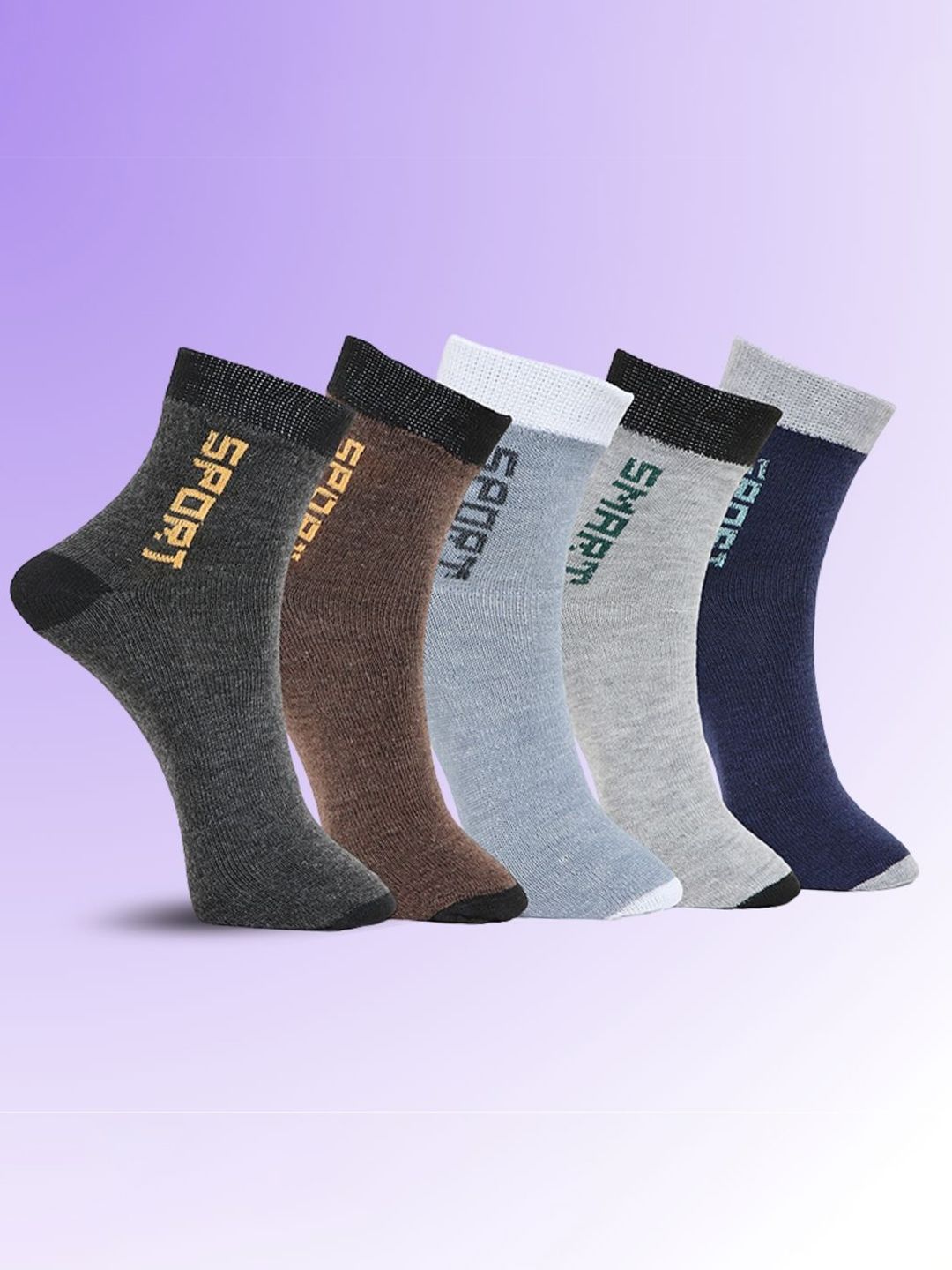 MJE Unisex Pack Of 5 Printed Anti-Odour Ankle-Length Socks-picture-39