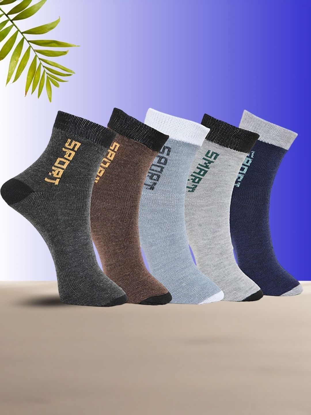 MJE Unisex Pack Of 5 Printed Anti-Odour Ankle-Length Socks-picture-55