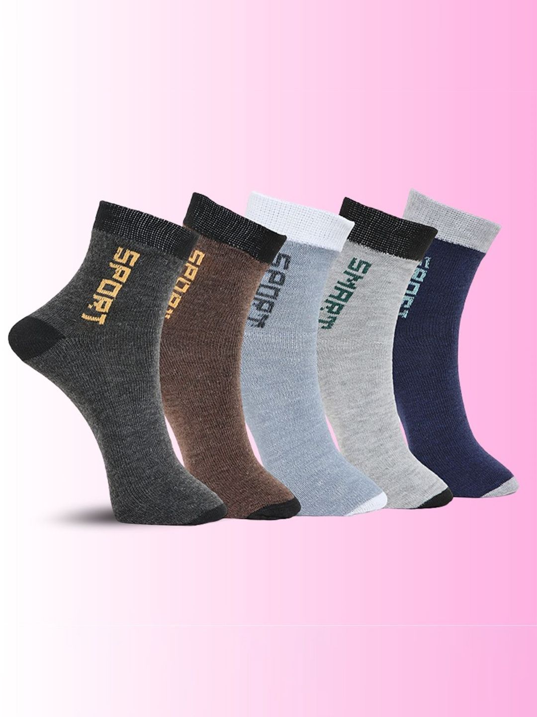 MJE Unisex Pack Of 5 Printed Anti-Odour Ankle-Length Socks-picture-15