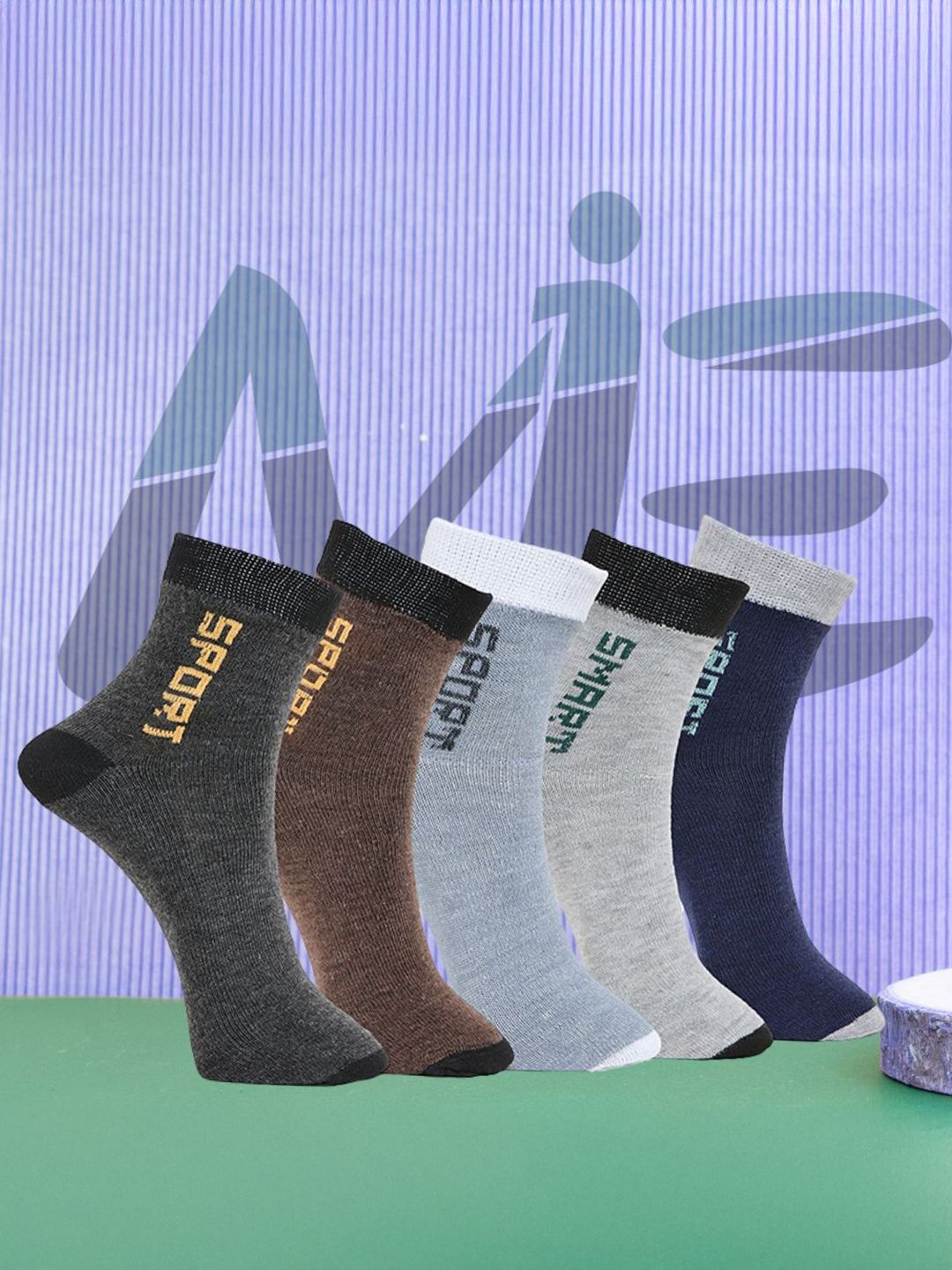 MJE Pack Of 5 Printed Mid Rise Ankle Length Socks-picture-11
