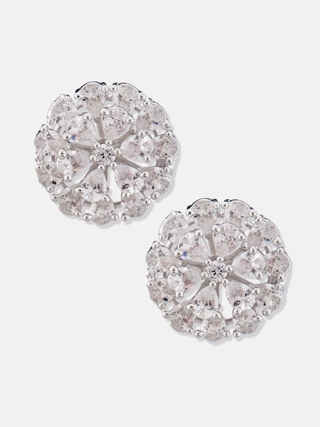 ATIBELLE Set Of 2 Rose Gold-Plated Cubic Zirconia Studded Crescent Shaped Studs