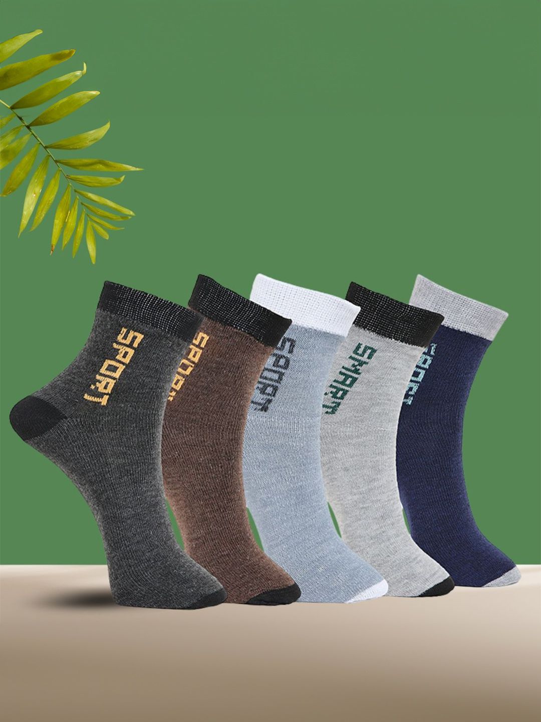 MJE Pack Of 5 Printed Mid Rise Ankle Length Socks-picture-5