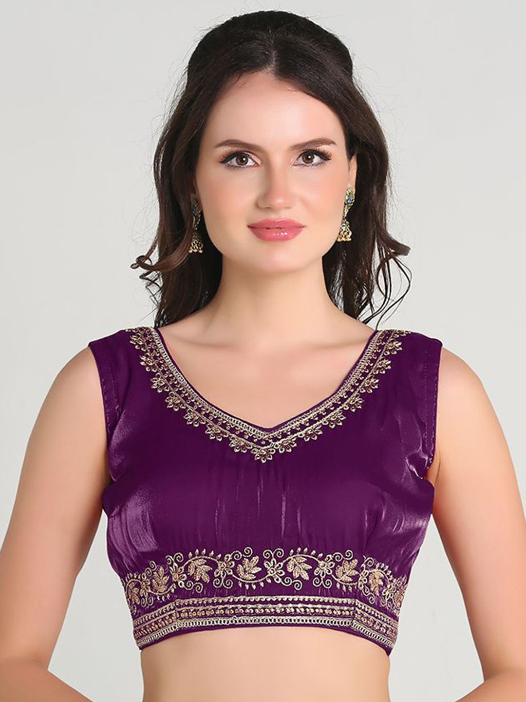 HERE&NOW Embroidered Sleeveless Saree Blouse-picture-26