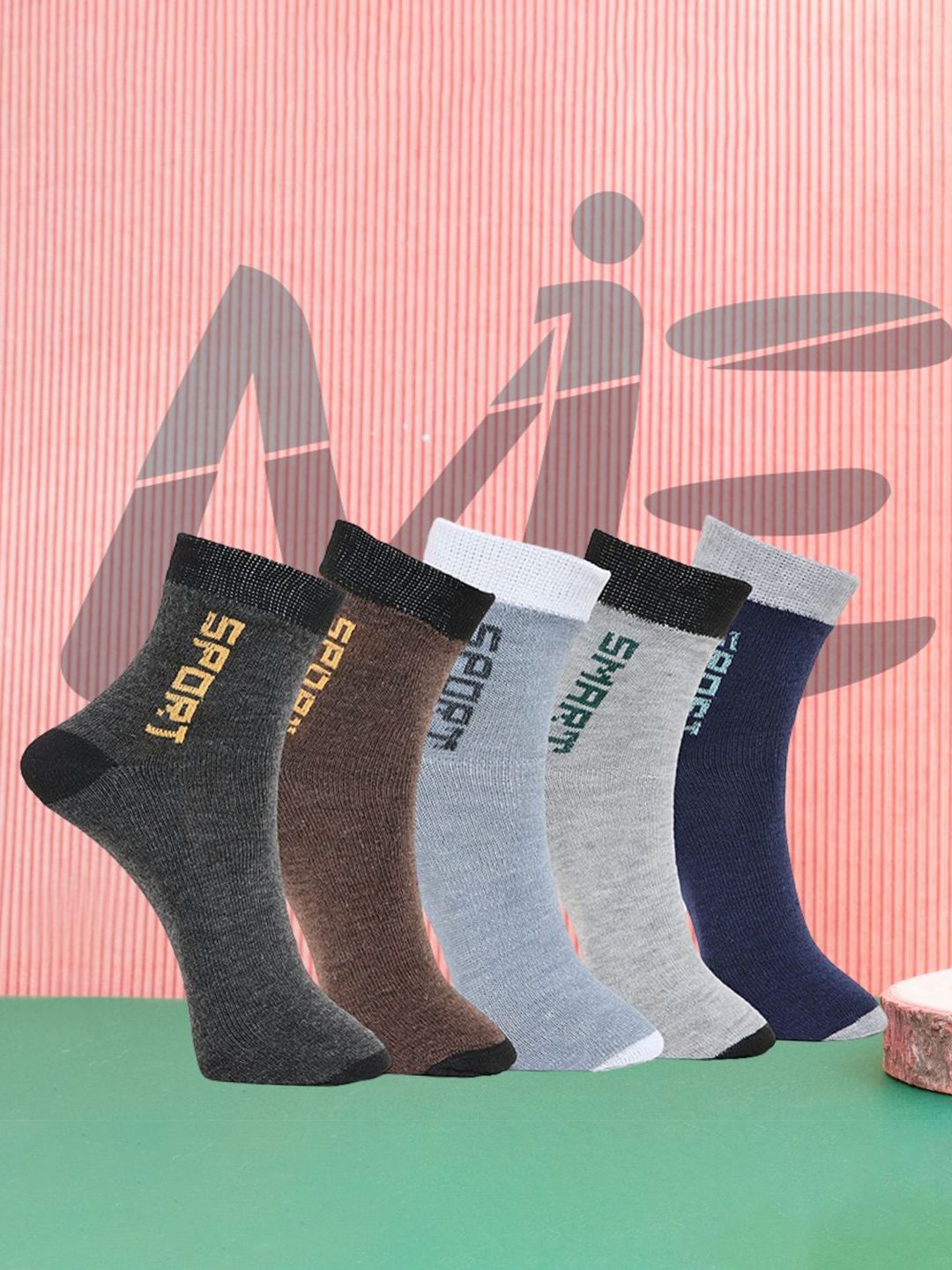 MJE Pack Of 5 Printed Mid Rise Ankle Length Socks-picture-26