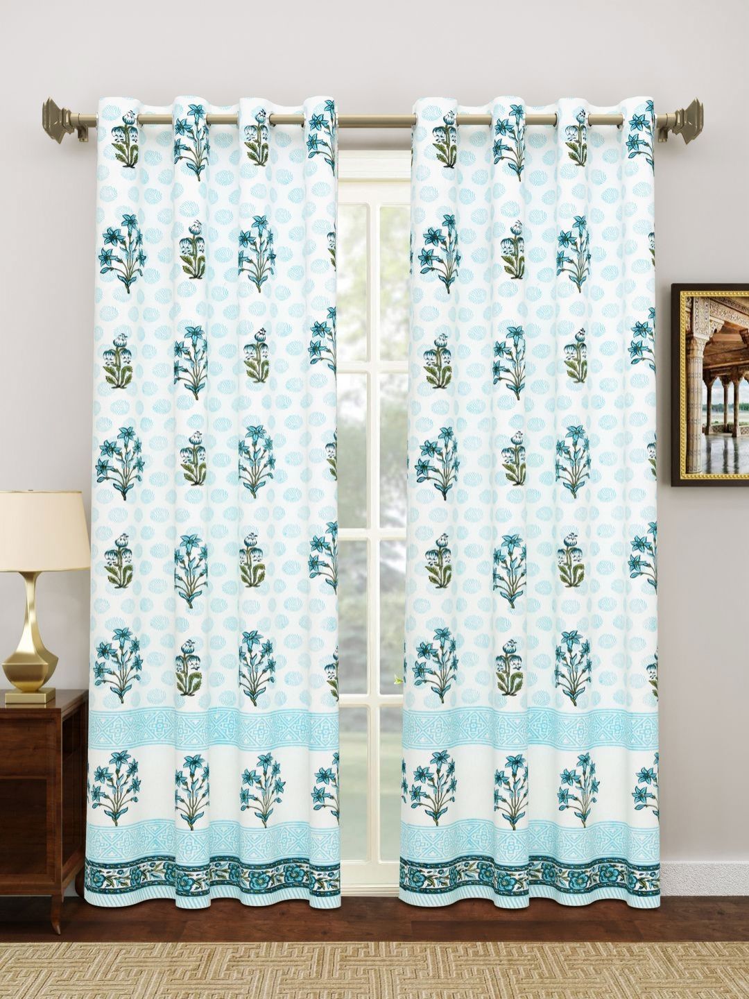 BLOCKS OF INDIA Blue & White Set of 2 Ethnic Motifs Door Curtain-picture-41