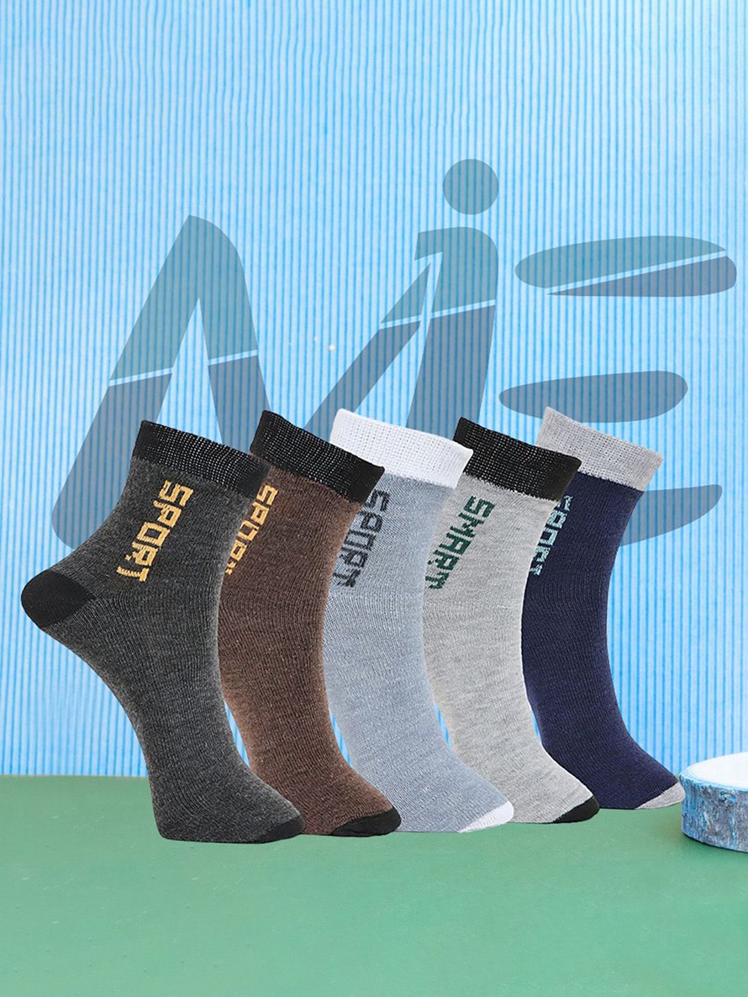 MJE Unisex Pack Of 5 Printed Anti-Odour Ankle-Length Socks-picture-33