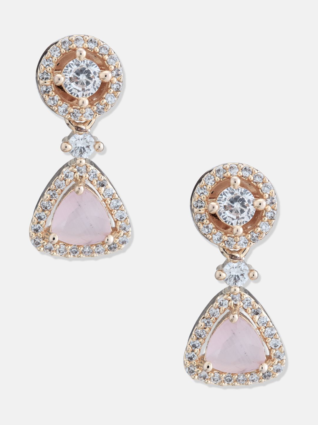 ATIBELLE Set Of 2 Silver-Plated Cubic Zirconia Studded Teardrop Shaped Drop Earrings