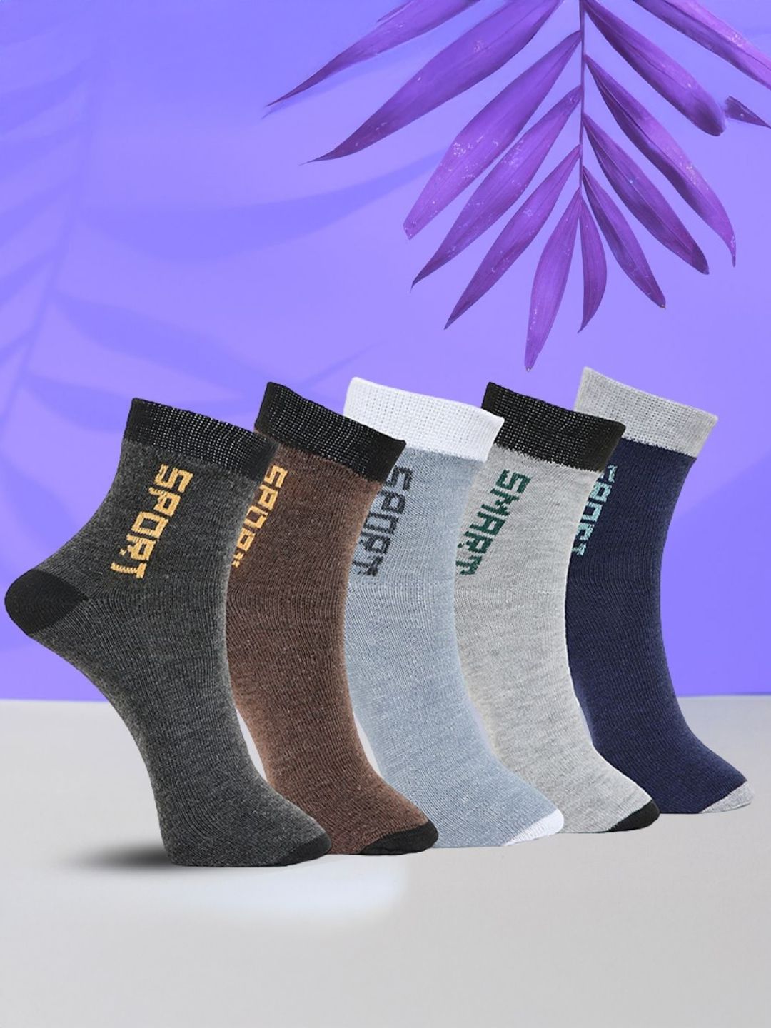 MJE Pack Of 5 Printed Mid Rise Ankle Length Socks-picture-41