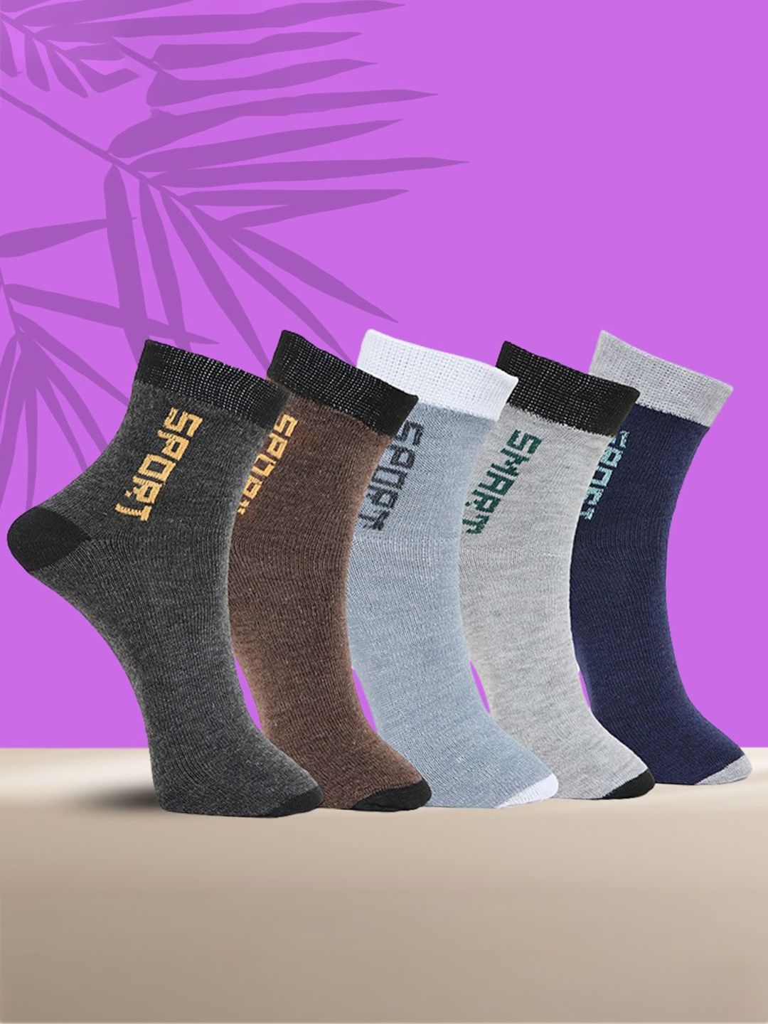 MJE Pack Of 5 Printed Mid Rise Ankle Length Socks-picture-20