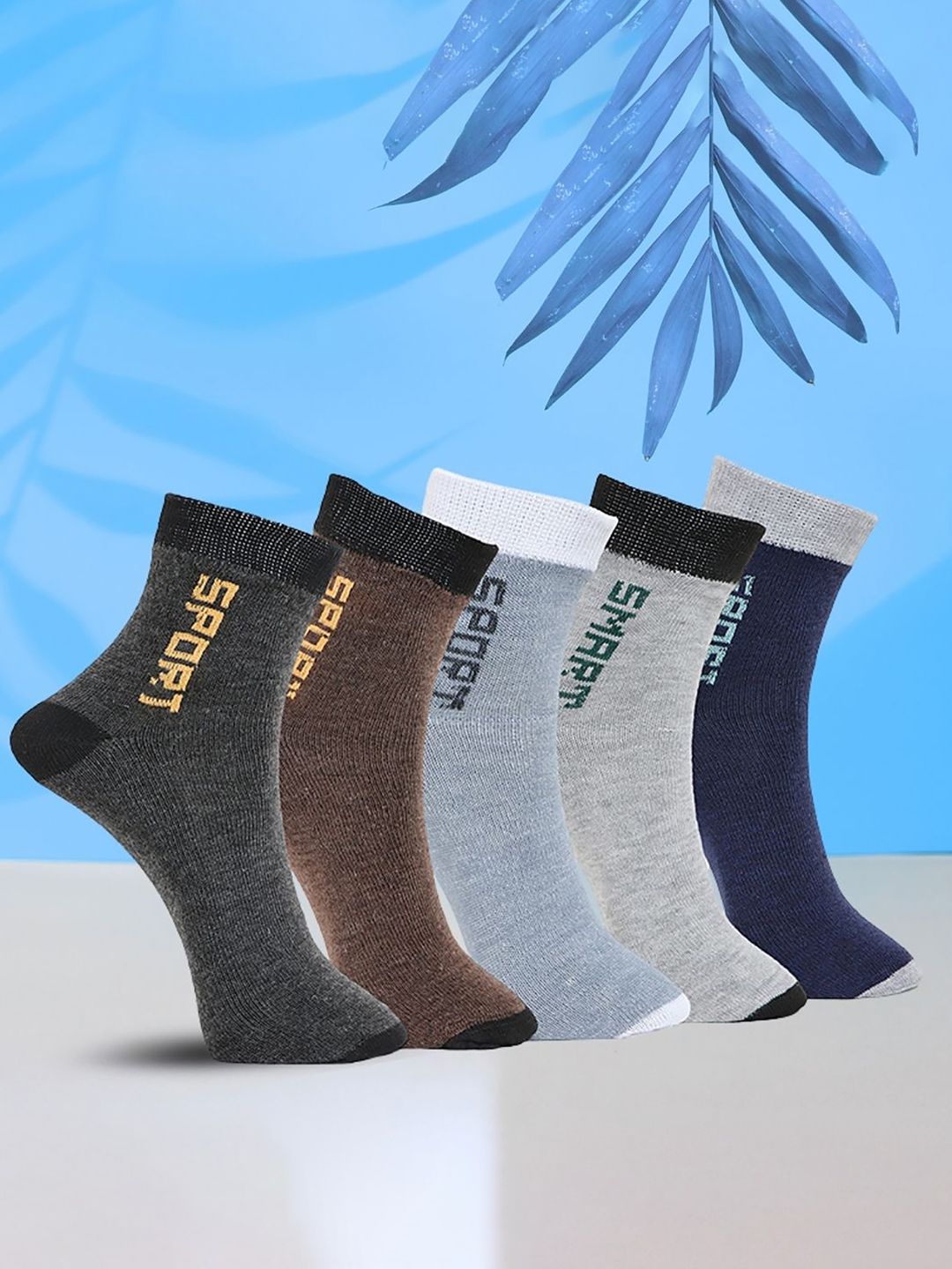 MJE Pack Of 5 Printed Mid Rise Ankle Length Socks-picture-19