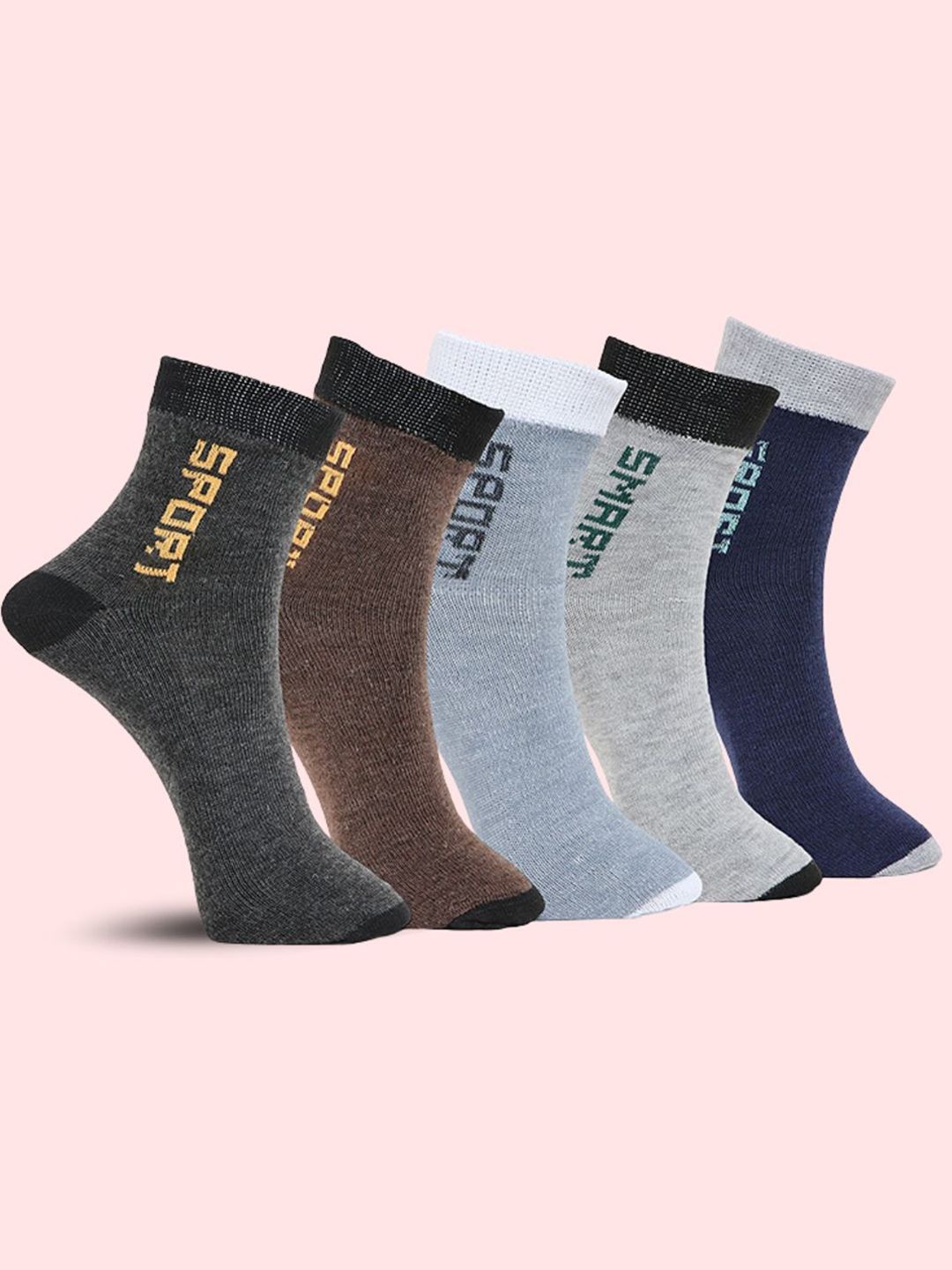 MJE Pack Of 5 Printed Mid Rise Ankle Length Socks-picture-28
