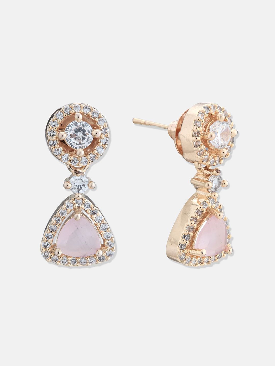ATIBELLE Set Of 2 Silver-Plated Cubic Zirconia Studded Square Shaped Drop Earrings