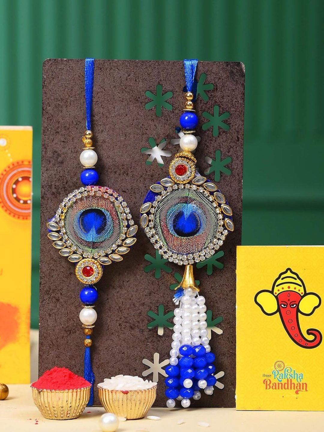 CraftVatika 2-Pcs Rakhis With Tilak Set & Fridge Magnet-picture-21