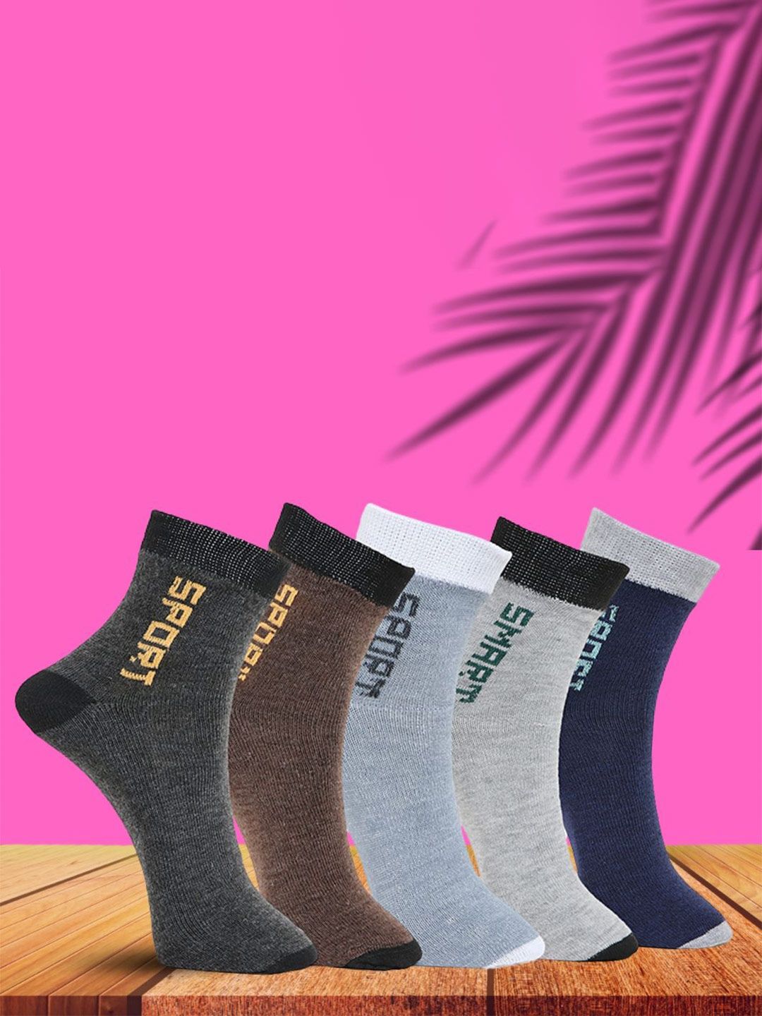 MJE Unisex Pack Of 5 Printed Anti-Odour Ankle-Length Socks-picture-10