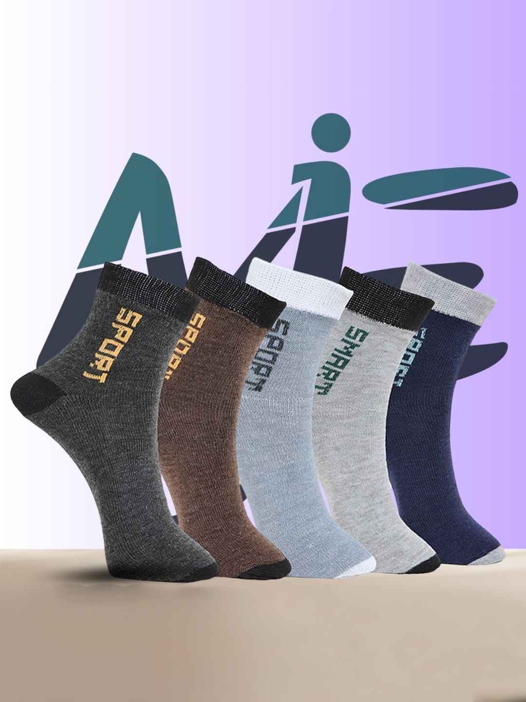 MJE Pack Of 5 Printed Mid Rise Ankle Length Socks-picture-28
