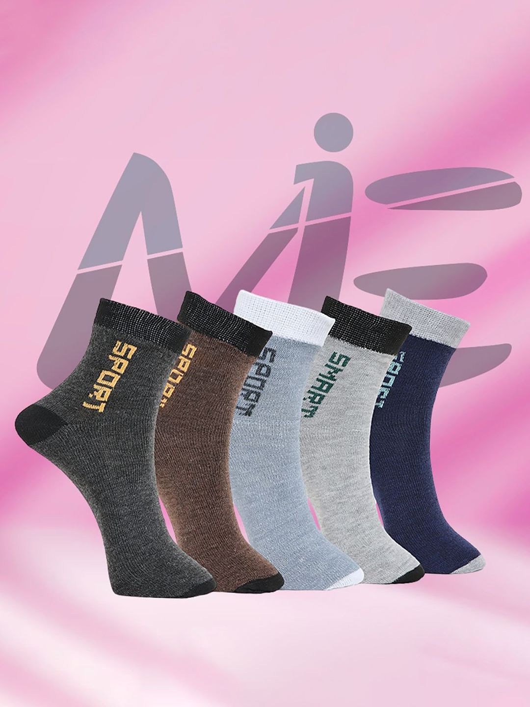 MJE Pack Of 5 Printed Mid Rise Ankle Length Socks-picture-28