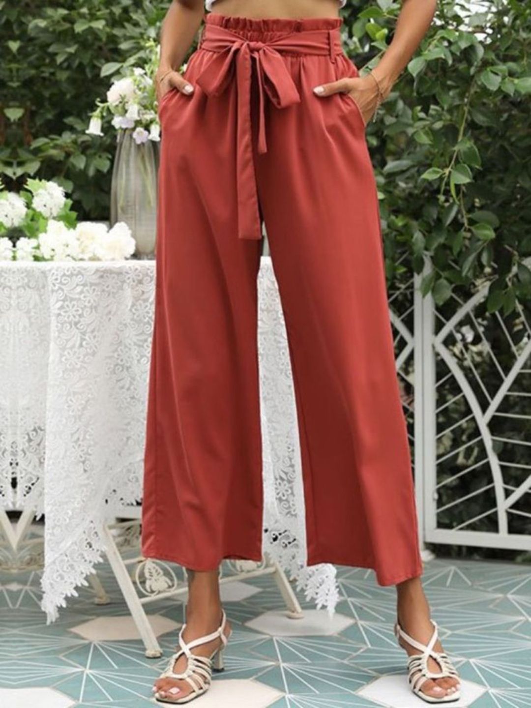 StyleCast Women Solid Mid-Rise Knitted Flat-Front Parallel Trousers-picture-38