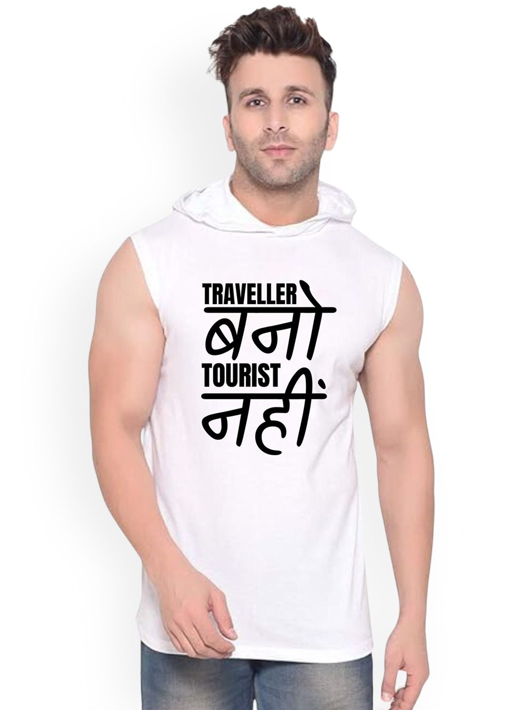 Fashnobic Traveller Bano Tourist Nahi Printed Gym Vests K__Print-183_gym_vest White M-picture-29