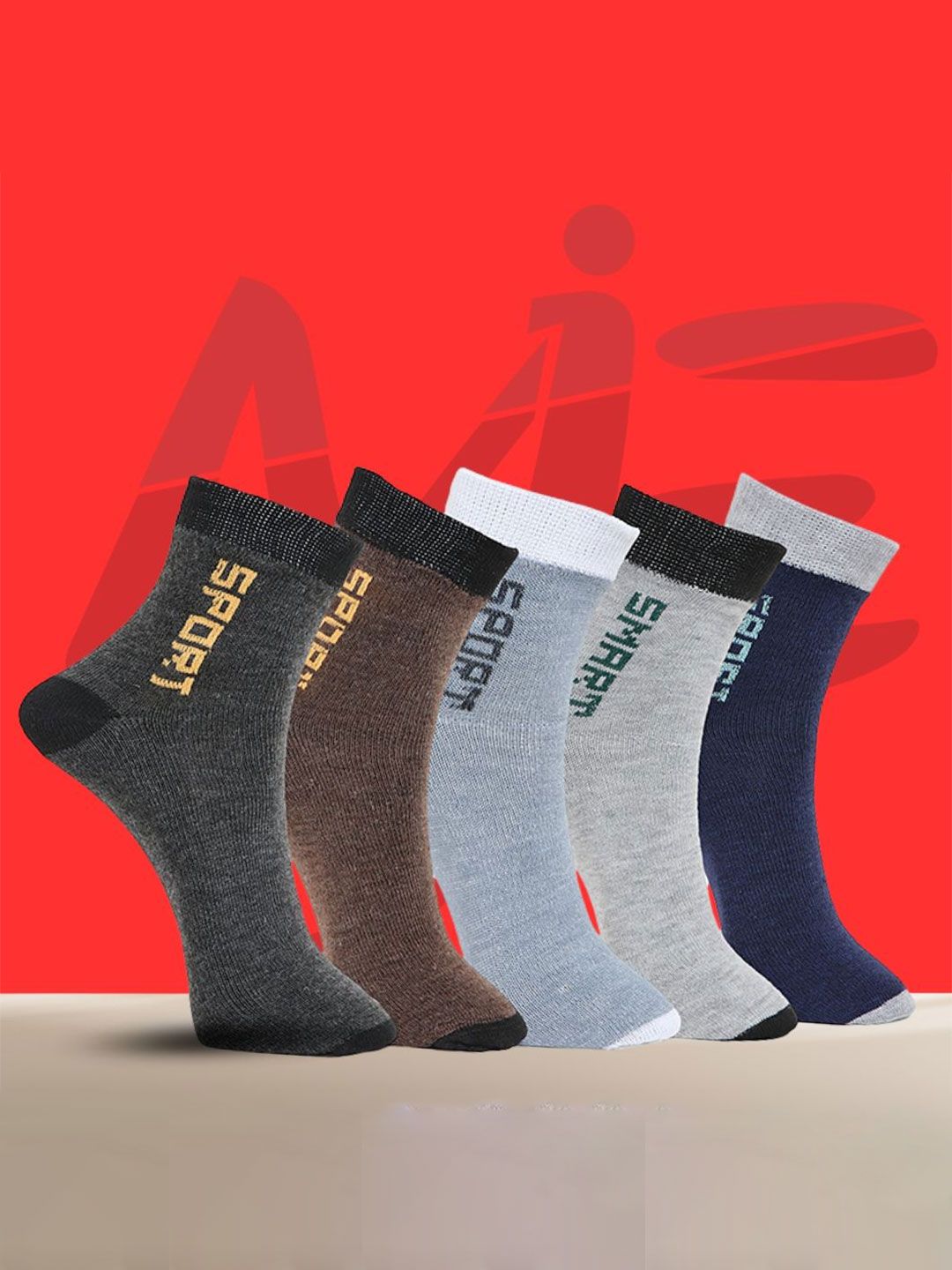 MJE Unisex Pack Of 5 Printed Anti-Odour Ankle-Length Socks-picture-25