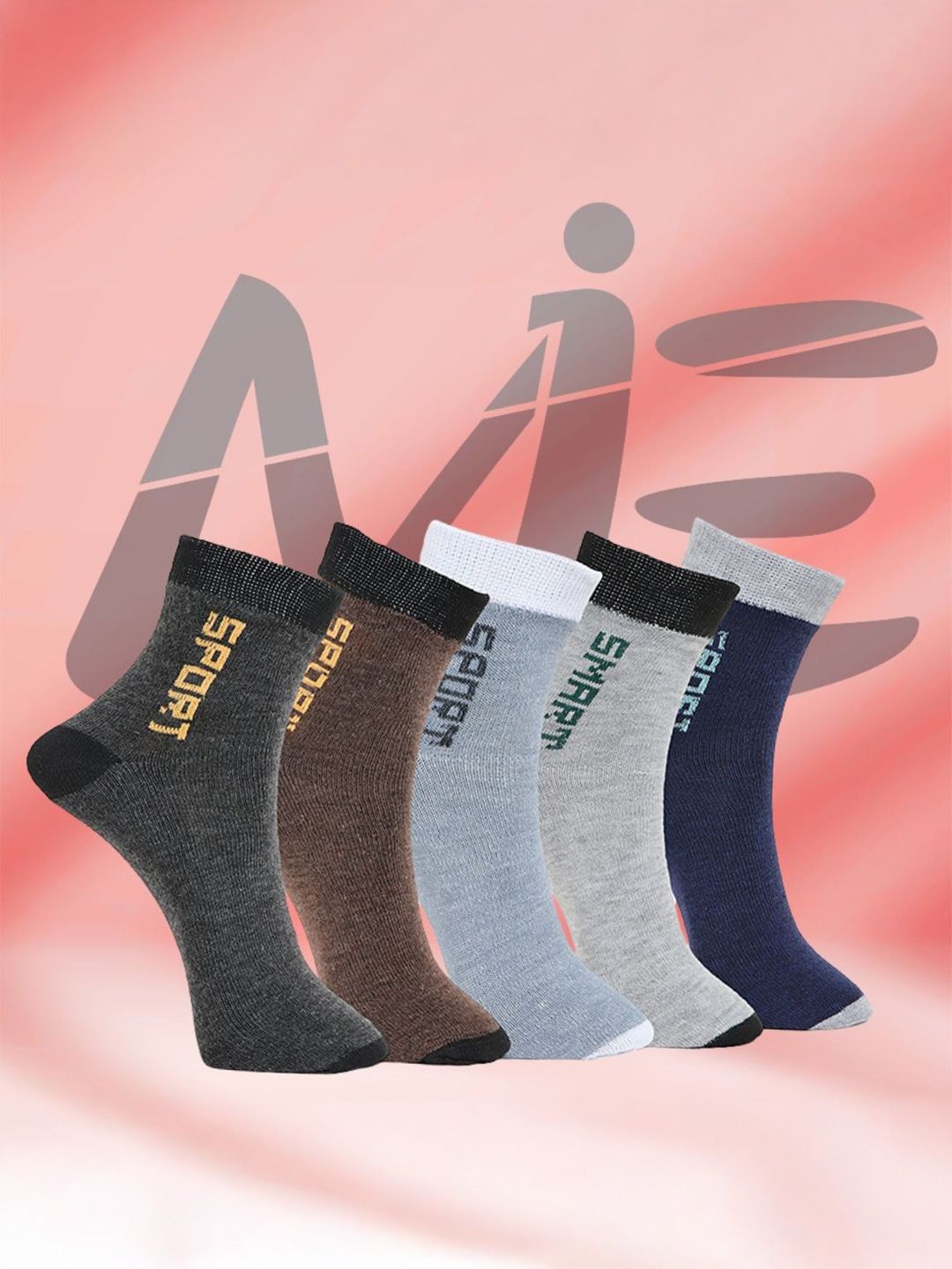 MJE Pack Of 5 Printed Mid Rise Ankle Length Socks-picture-2