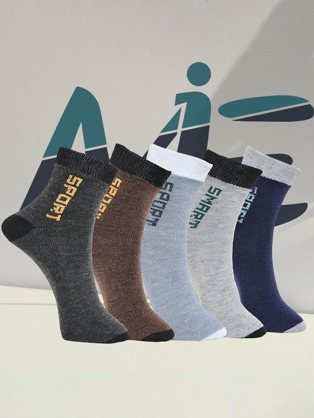 MJE Unisex Pack Of 5 Printed Anti-Odour Ankle-Length Socks-picture-40