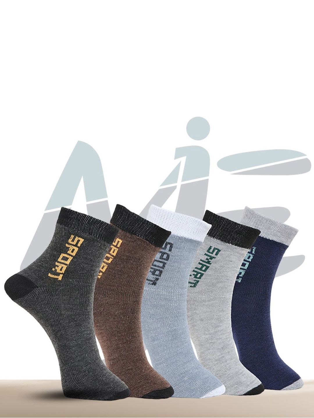 MJE Unisex Pack Of 5 Printed Anti-Odour Ankle-Length Socks-picture-5