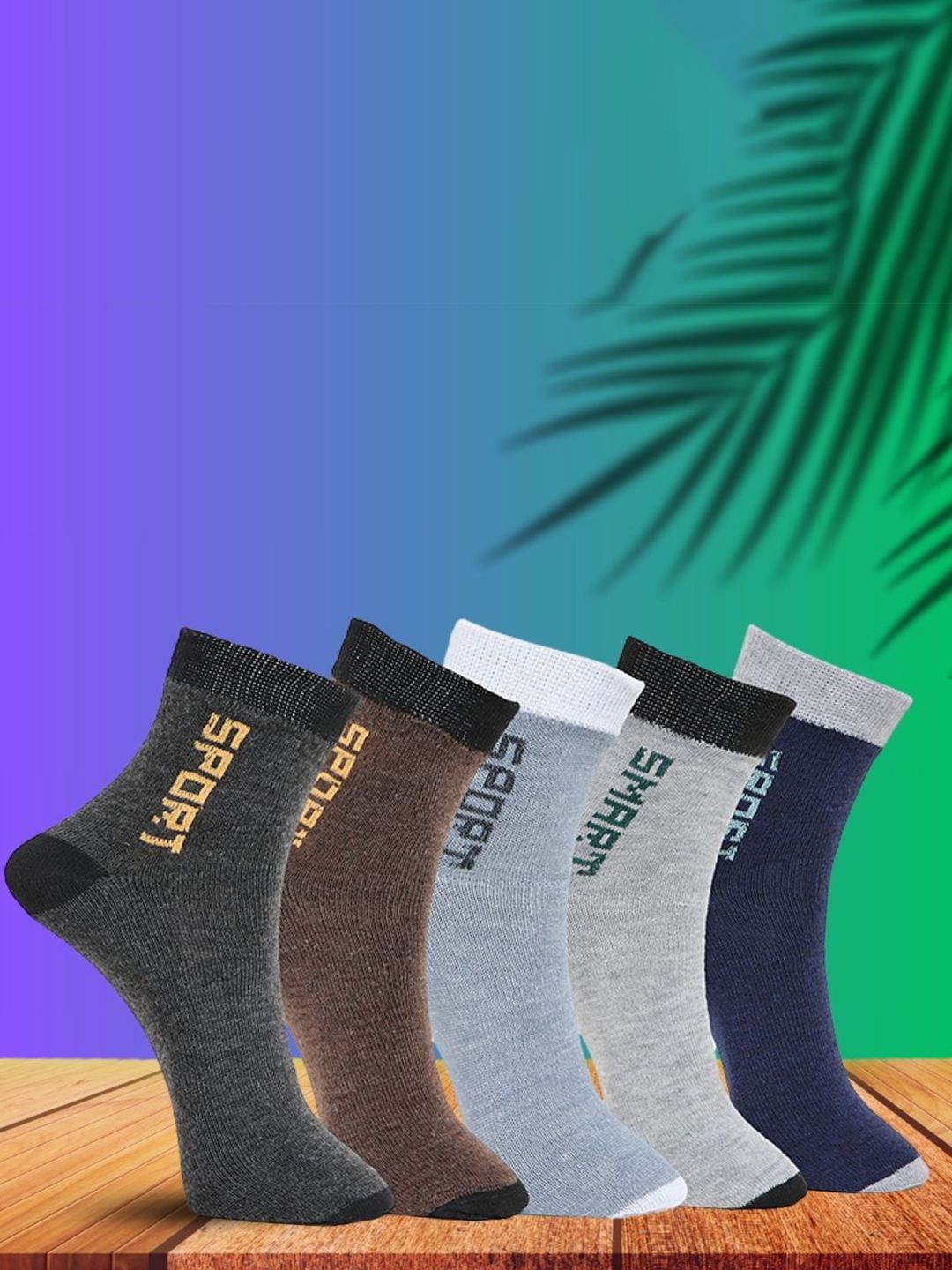 MJE Unisex Pack Of 5 Printed Anti-Odour Ankle-Length Socks-picture-19