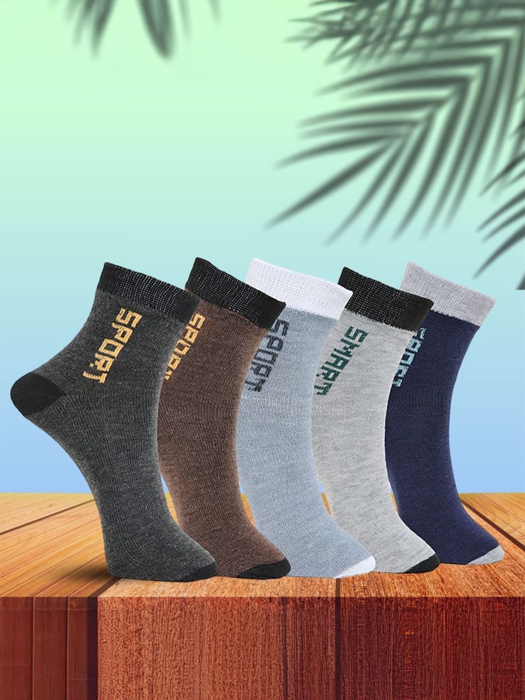 MJE Pack Of 5 Printed Mid Rise Ankle Length Socks-picture-39