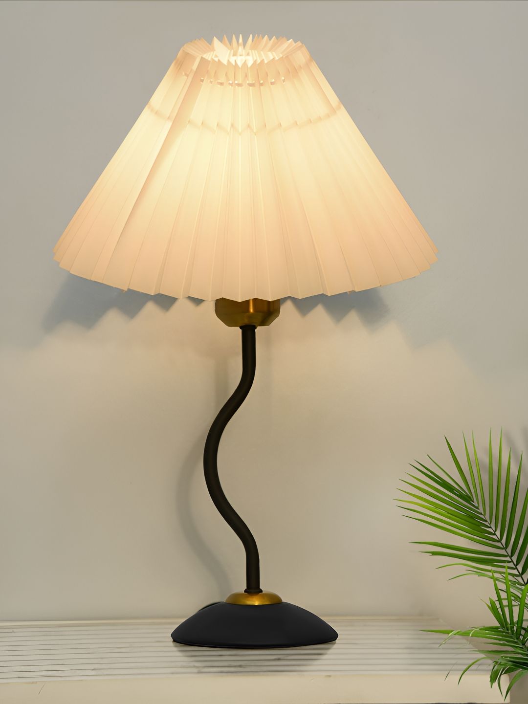 Homesake Off White Textured Metal Industrial Frusturical Shaped Table Lamp-image-40