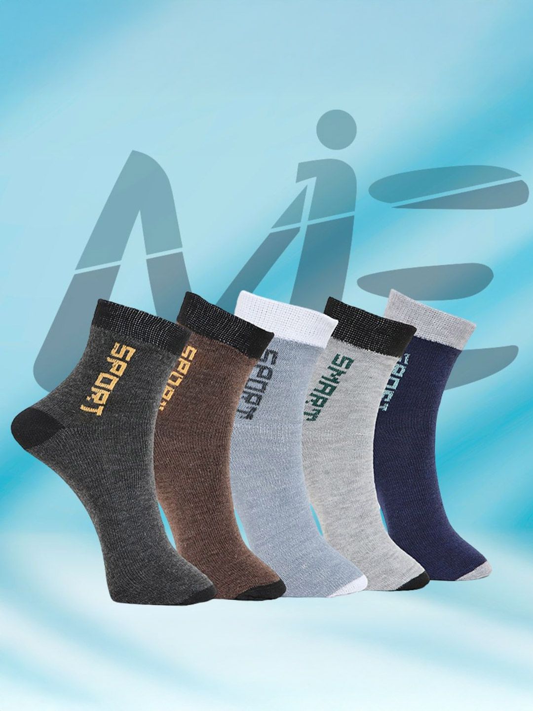 MJE Unisex Pack Of 5 Printed Anti-Odour Ankle-Length Socks-picture-36