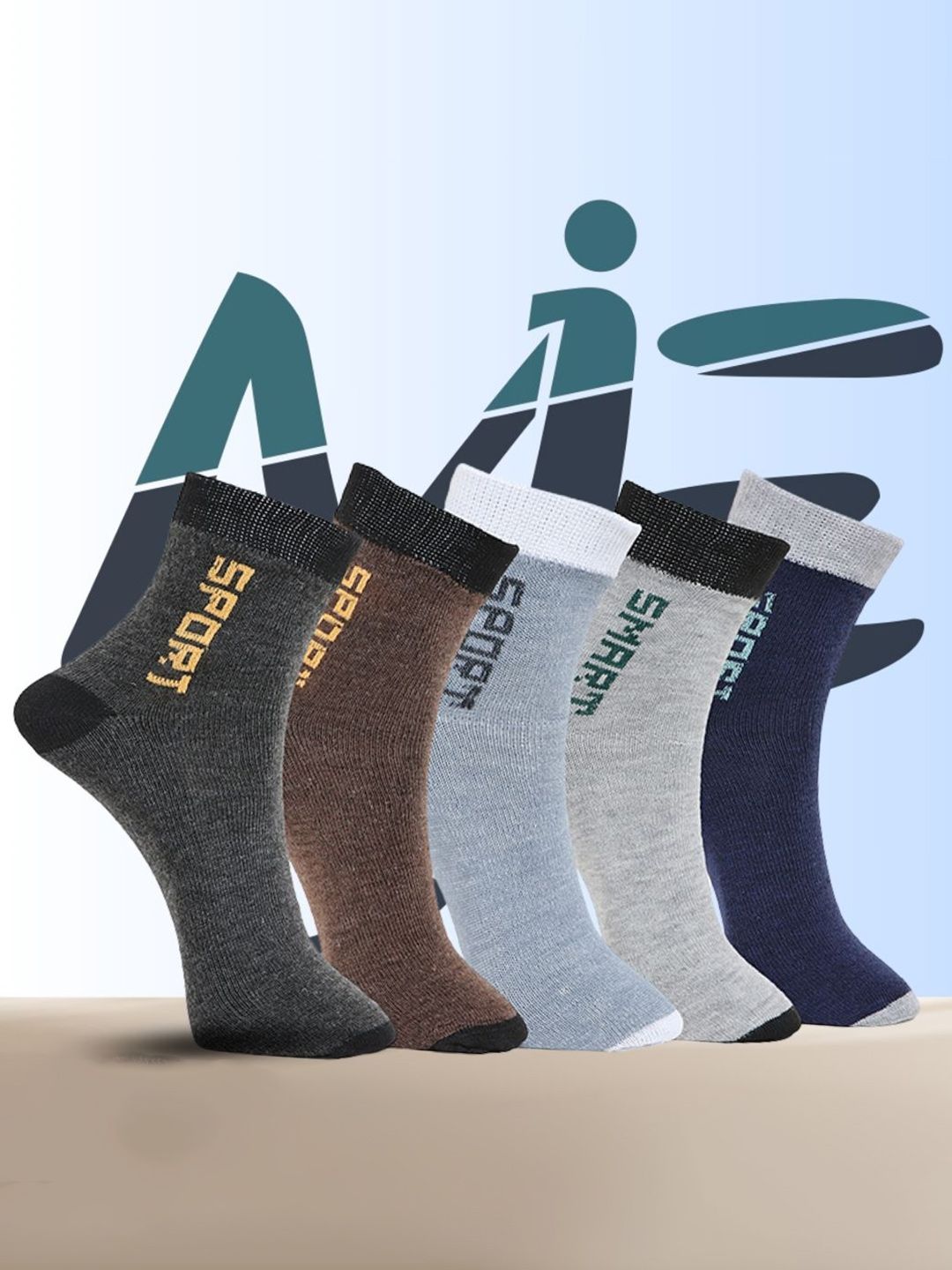 MJE Pack Of 5 Printed Mid Rise Ankle Length Socks-picture-52