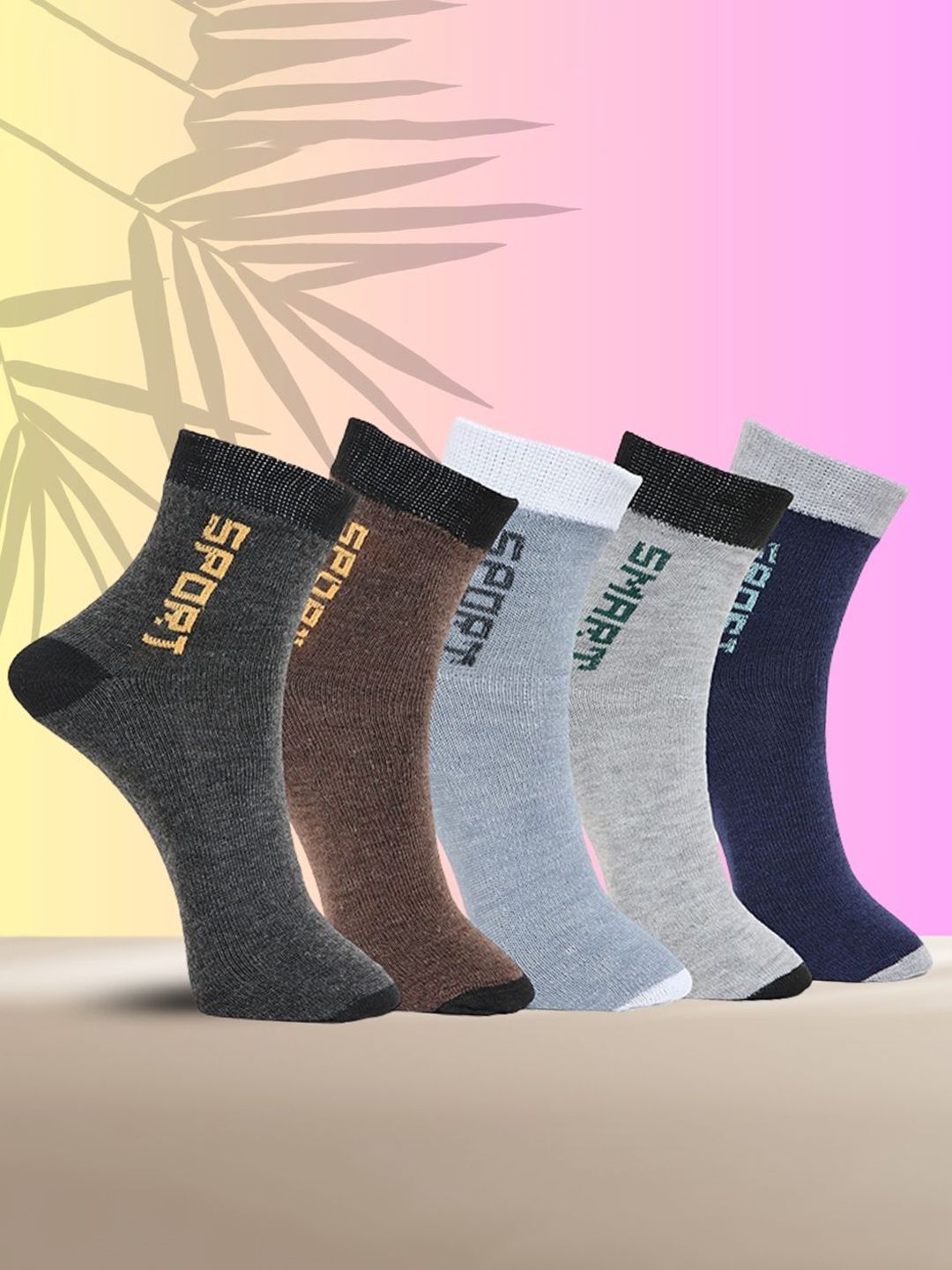 MJE Pack Of 5 Printed Mid Rise Ankle Length Socks-picture-11