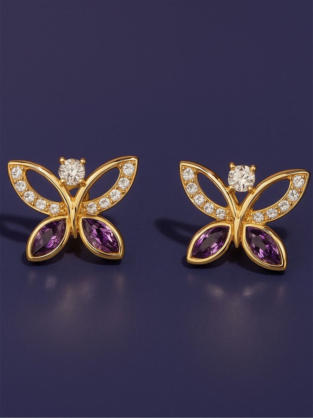 ShimmerTots 925 Sterling Silver Gold-Plated Contemporary Studs Earrings-picture-53