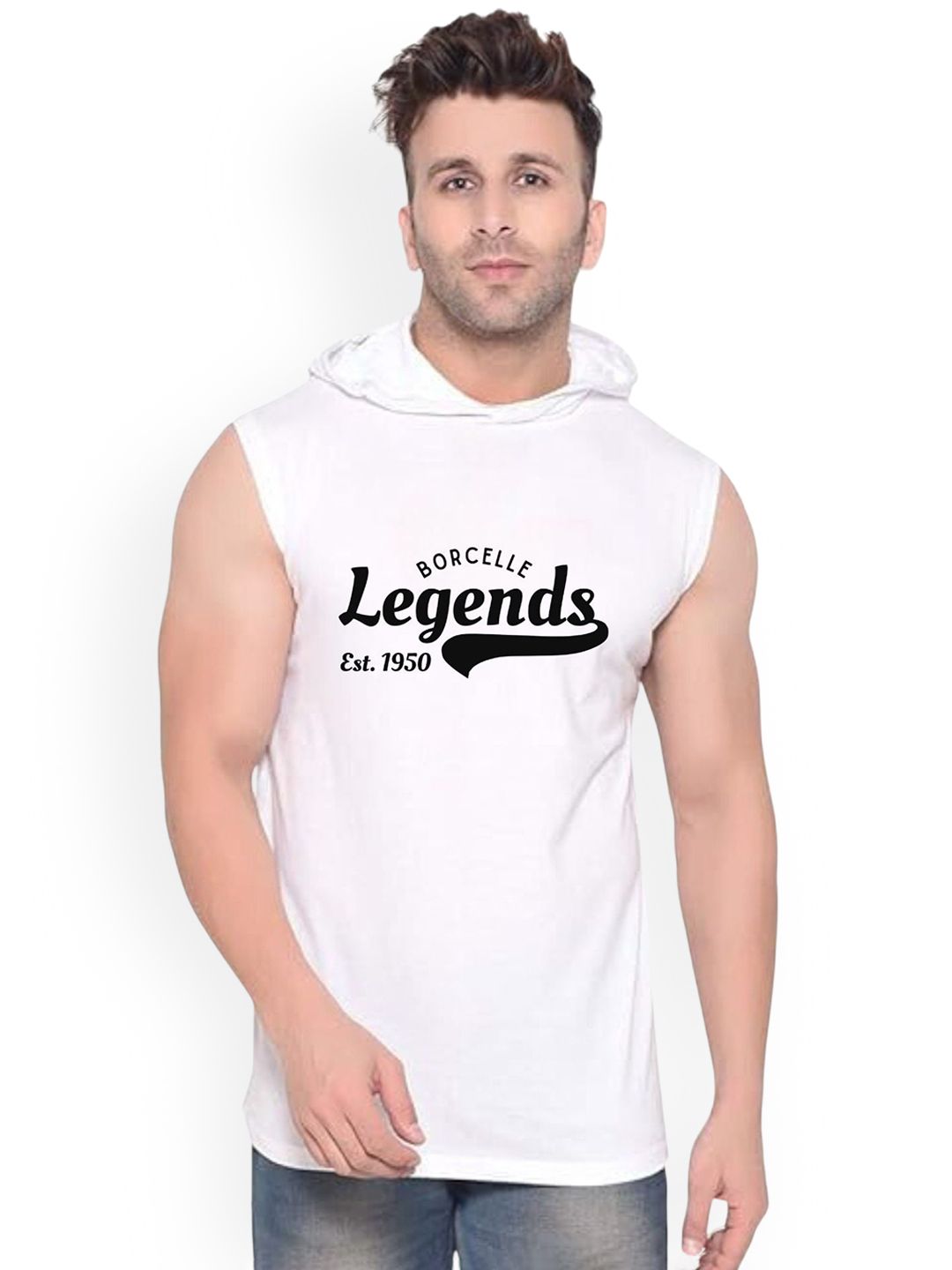 Fashnobic Borcelle Legends Printed Hooded Gym Vest - K__Print-196_gym_vest White M-picture-21