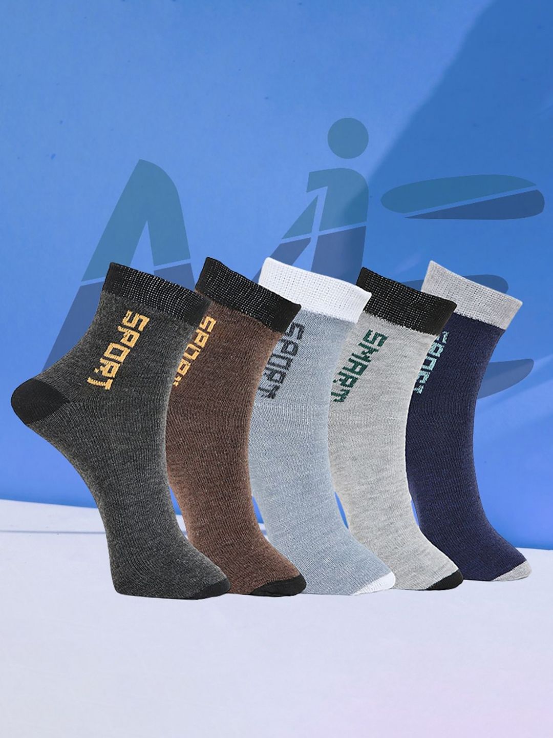 MJE Unisex Pack Of 5 Printed Anti-Odour Ankle-Length Socks-picture-15