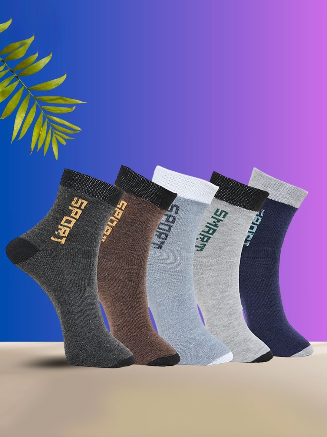 MJE Unisex Pack Of 5 Printed Anti-Odour Ankle-Length Socks-picture-31