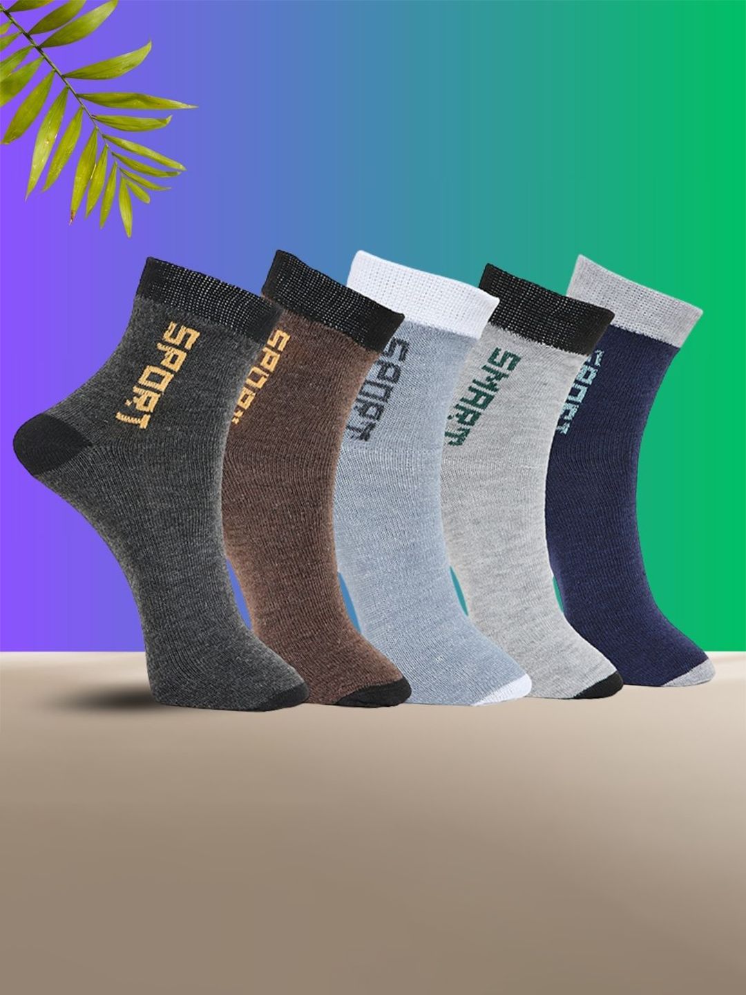 MJE Unisex Pack Of 5 Printed Anti-Odour Ankle-Length Socks-picture-46