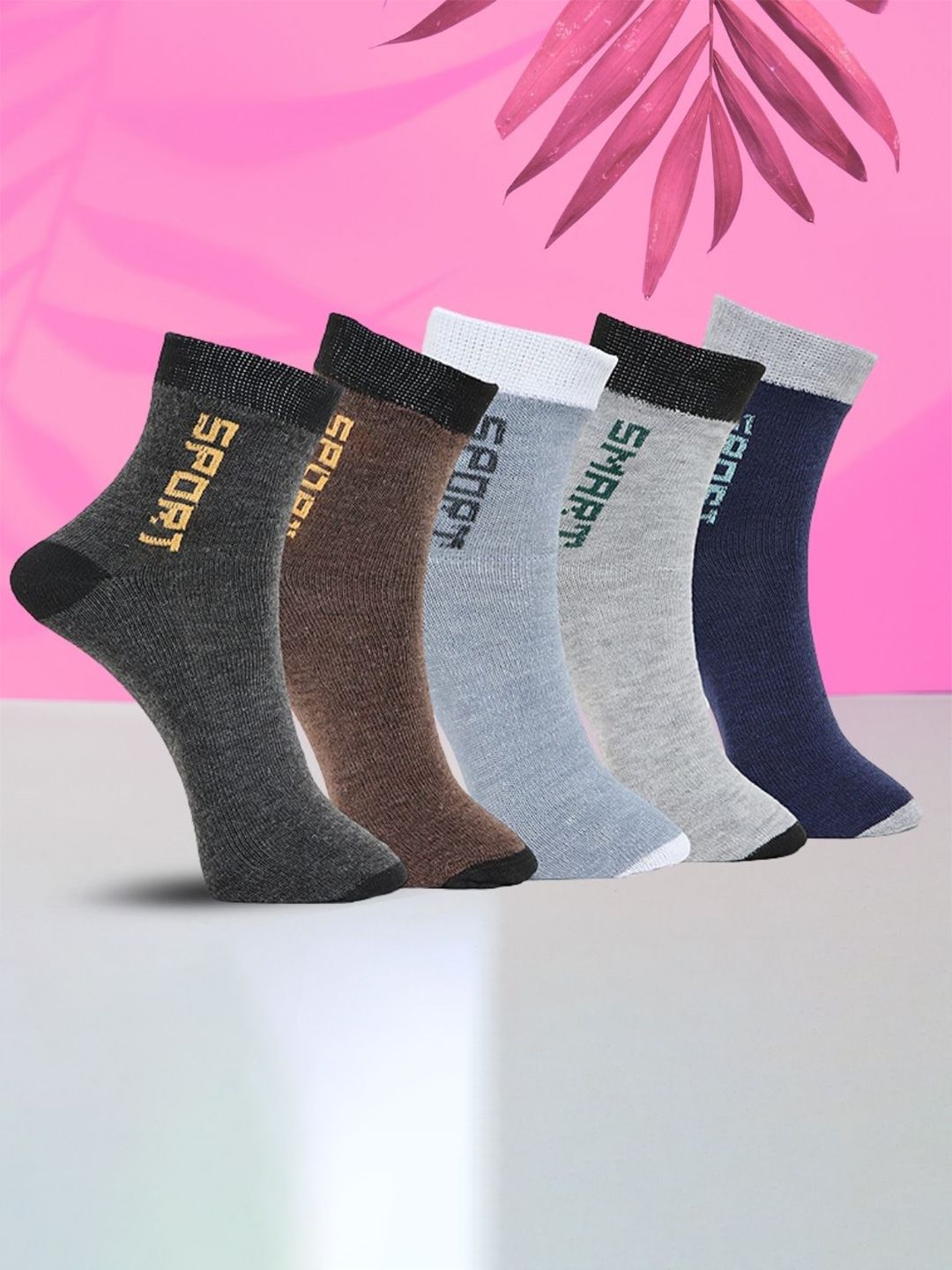 MJE Unisex Pack Of 5 Printed Anti-Odour Ankle-Length Socks-picture-42