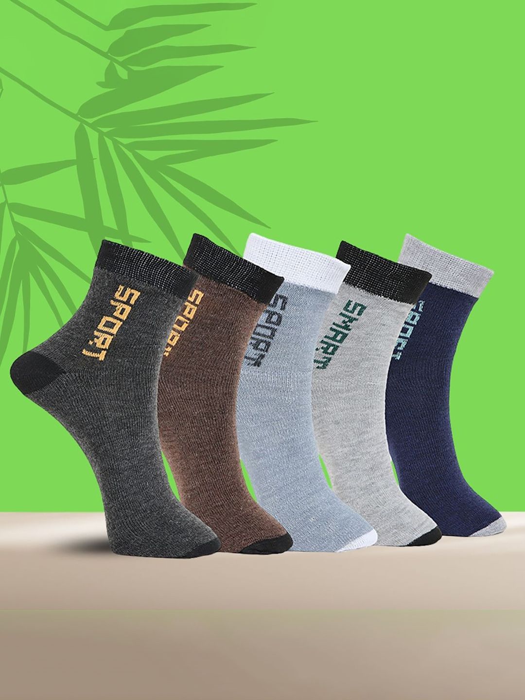 MJE Pack Of 5 Printed Mid Rise Ankle Length Socks-picture-10