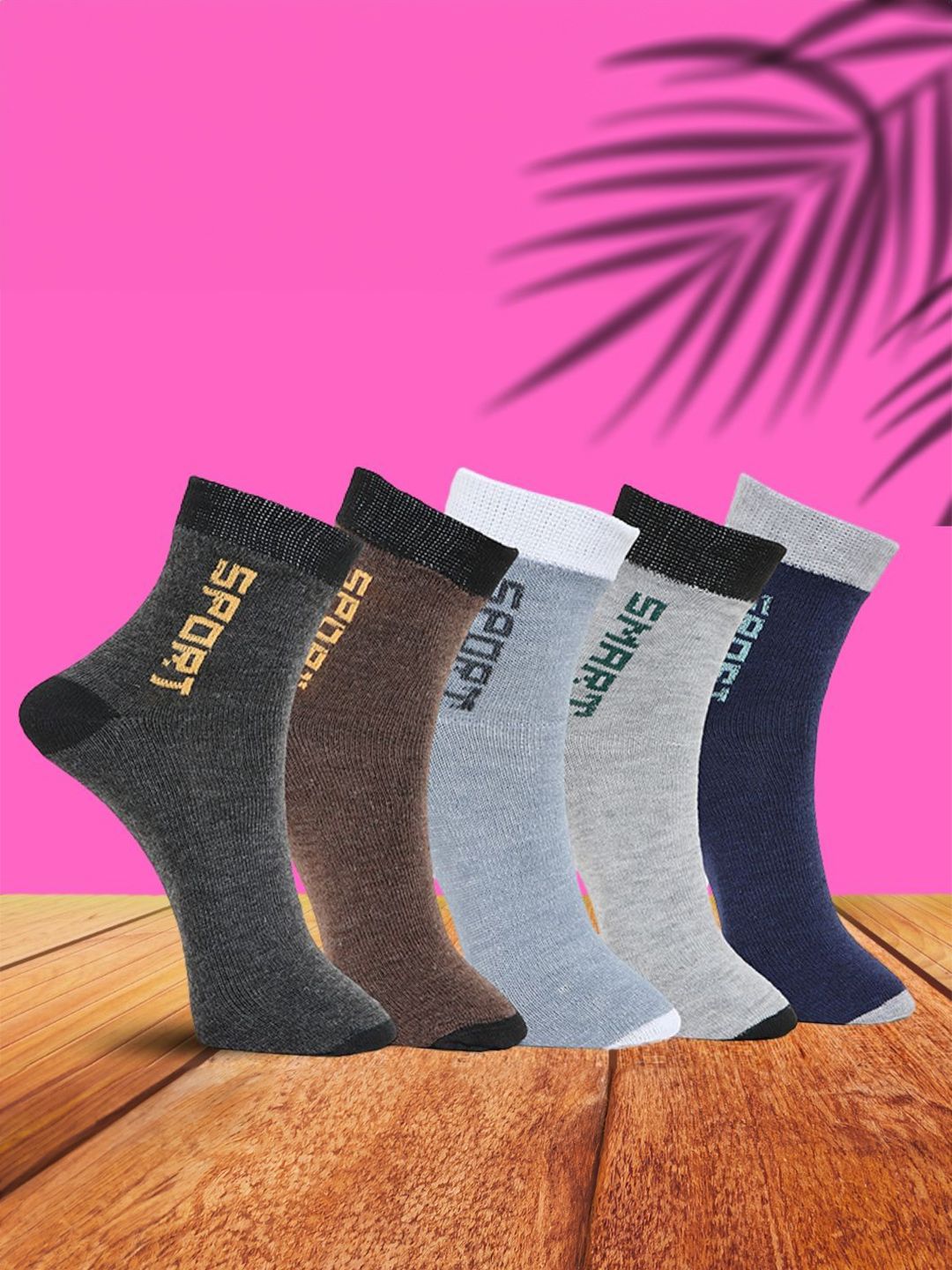MJE Pack Of 5 Printed Mid Rise Ankle Length Socks-picture-55