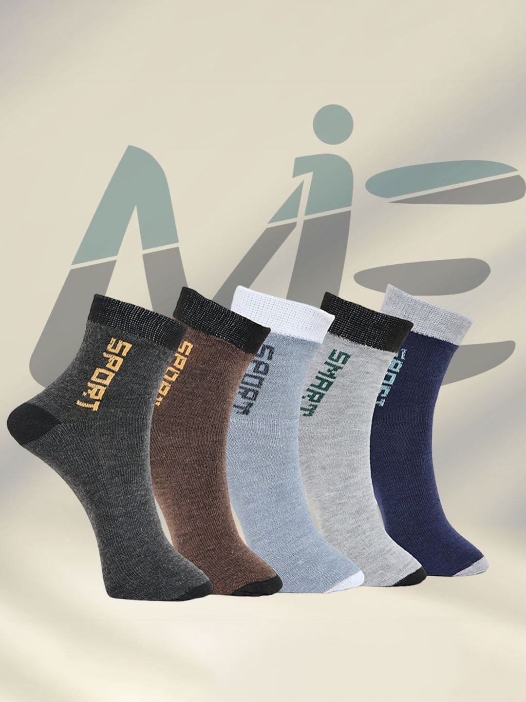 MJE Pack Of 5 Printed Mid Rise Ankle Length Socks-picture-23