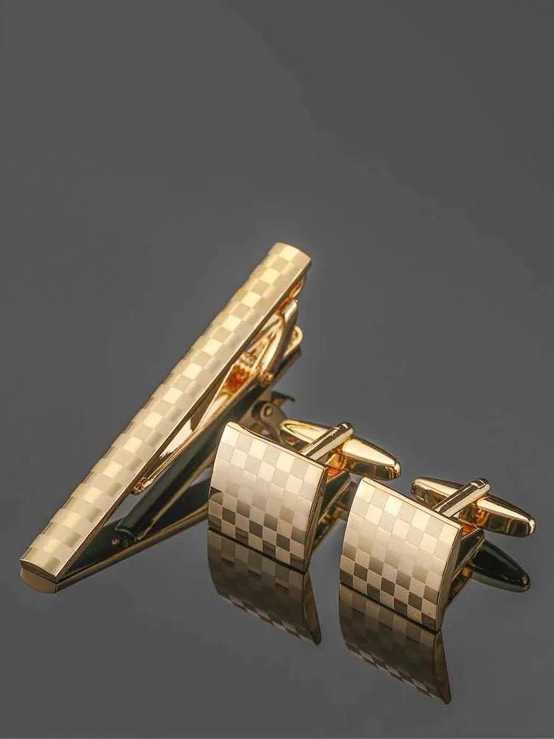 Curren Checked Cufflink & Tie Pin Set