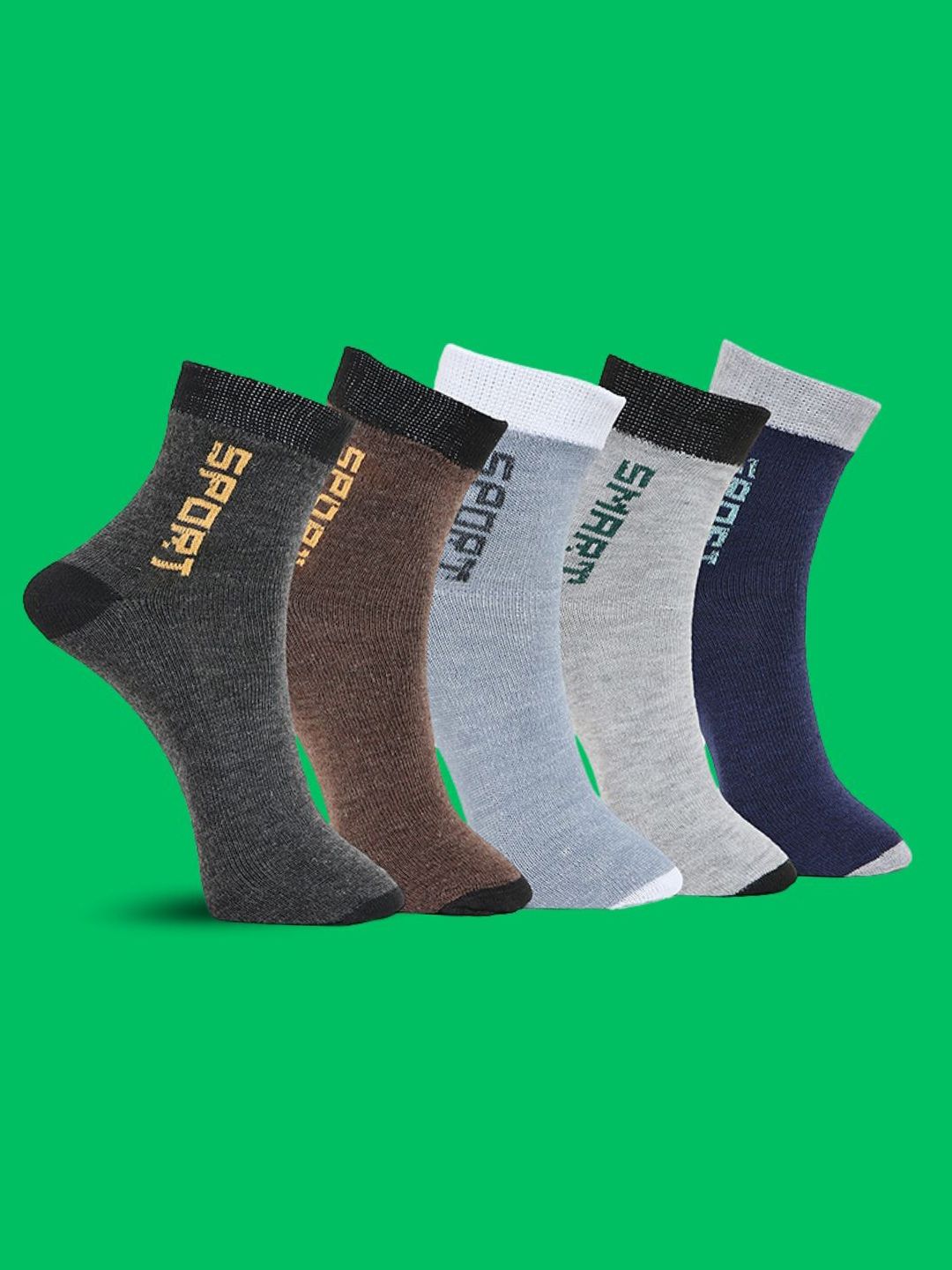 MJE Pack Of 5 Printed Mid Rise Ankle Length Socks-picture-10