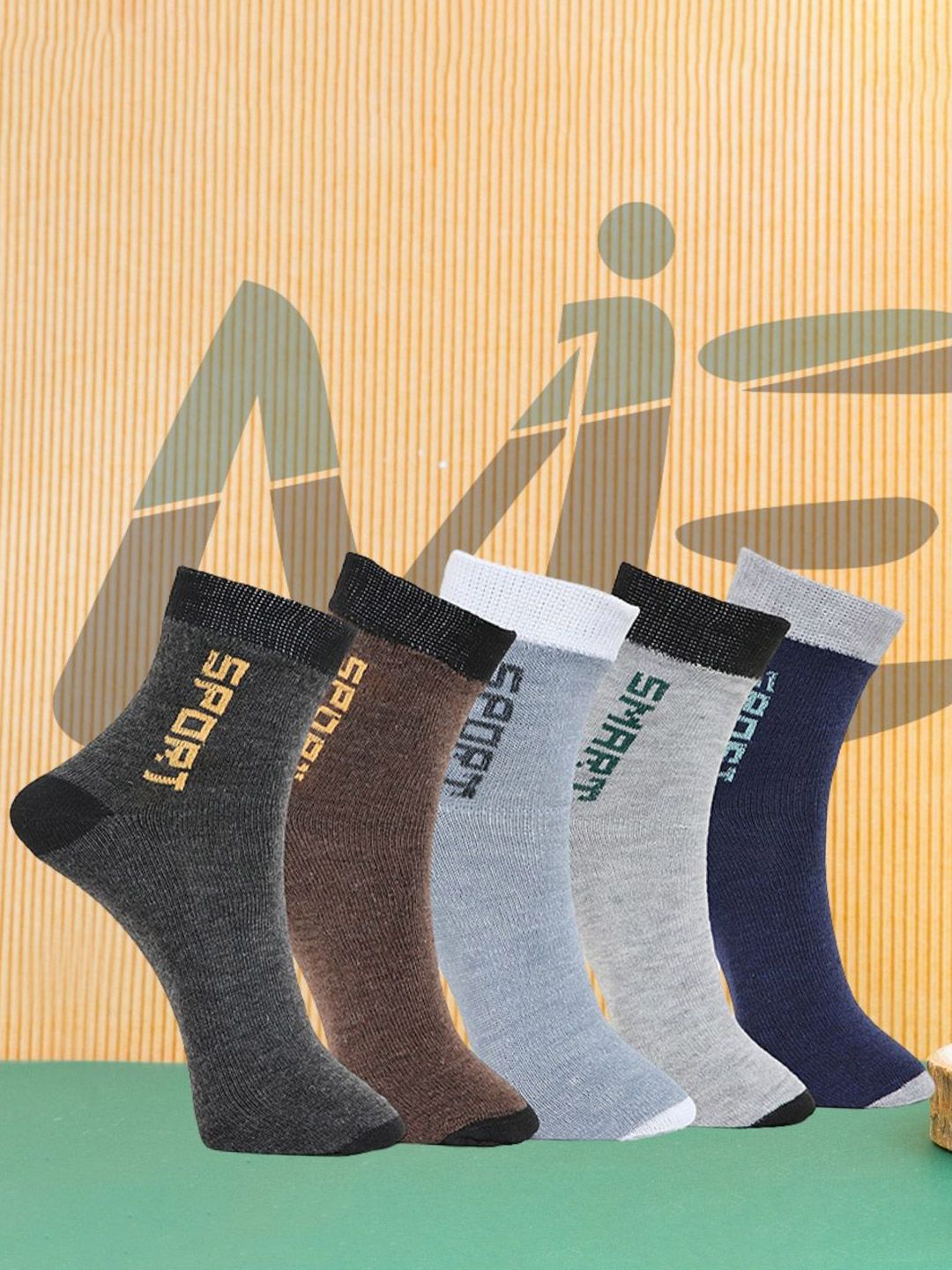 MJE Pack Of 5 Printed Mid Rise Ankle Length Socks-picture-37