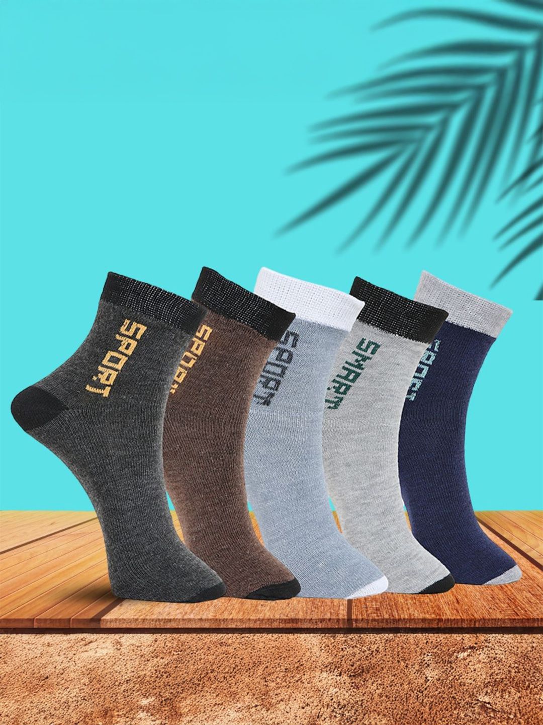 MJE Pack Of 5 Printed Mid Rise Ankle Length Socks-picture-43