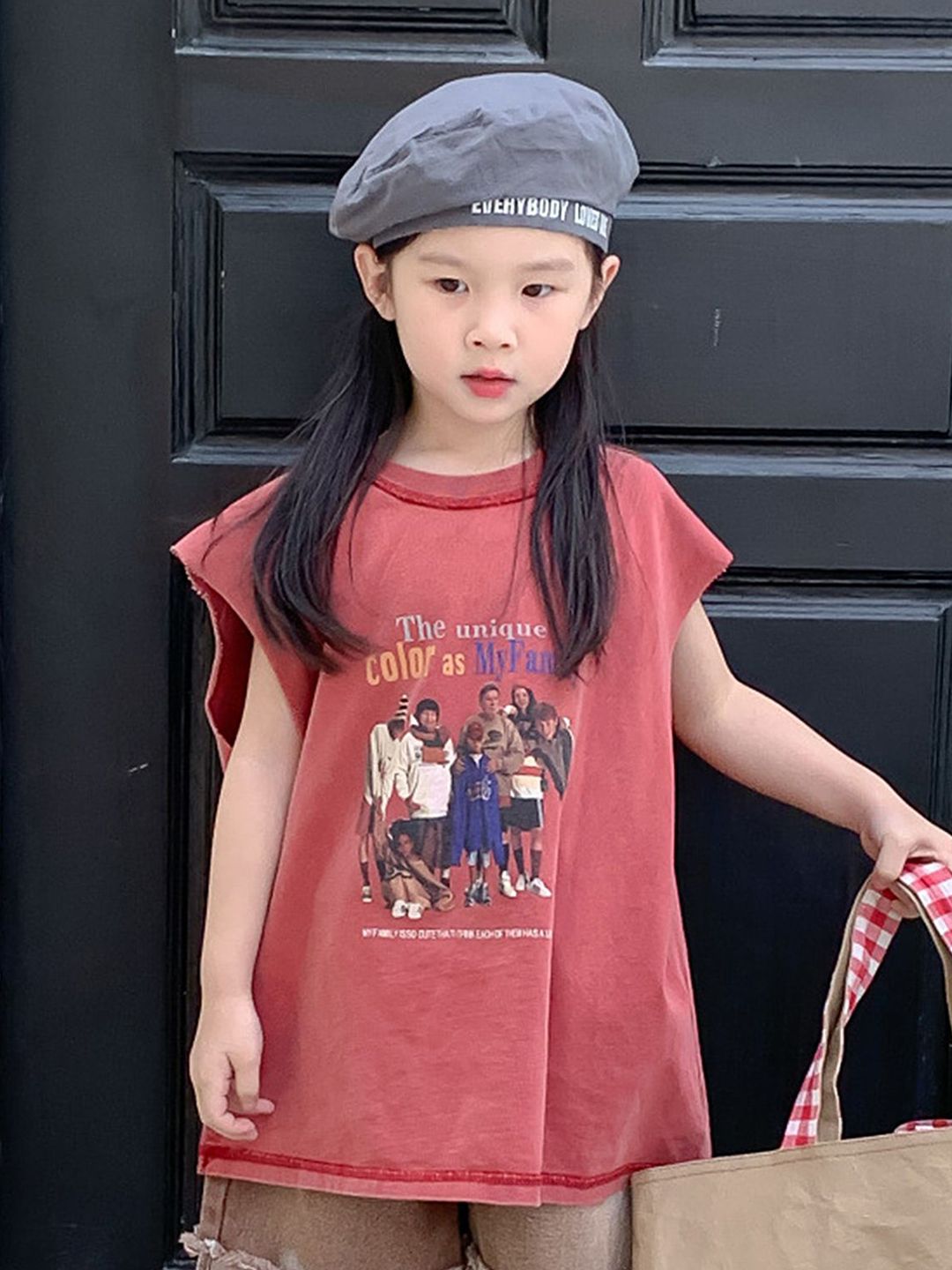 LULU & SKY Girls People and Places Solid Round Neck Cotton T-shirt-image-11